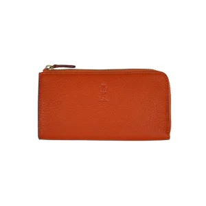 Iris Felisi portafoglio in morbida pelle di vitello arancio con zip in ottone