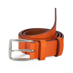 Diamond di Felisi cintura in morbida pelle di vitello colore arancio