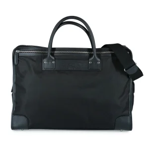 Clark Felisi borsa uomo a mano e tracolla in nylon tecnico e pelle di vacchetta nero con minuteria metallica ottone colore nickel