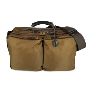 Elio Felisi borsa da lavoro a mano e tracolla da uomo realizzata in nylon tecnico colore cacao con finiture in pelle di vacchetta colore marrone scuro