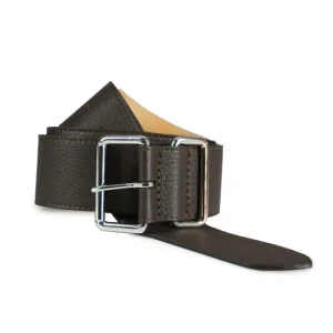 Joanna Felisi cintura donna in morbida pelle di vitello colore marrone scuro con fibbia e passante ottone colore nickel