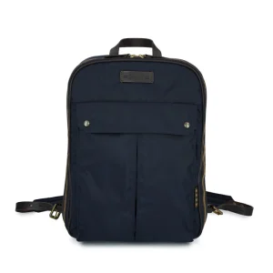 Shere Khan zaino uomo  di Felisi in nylon tecnico ripstop colore blu con finiture in pelle di vacchetta colore moro