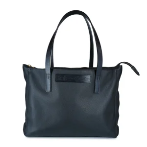 Fedor Felisi toto bag con triplo scomparto realizzata in pelle di vitello colore nero e finiture in pelle di toro colore nero