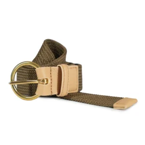 Paul Felisi cintura uomo in cotone marrone scuro con finiture in morbida pelle di vitello colore beige
