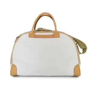 Philipp Felisi bowling bag borsa da viaggio in pelle di vitello bianco con finiture in cuoio naturale