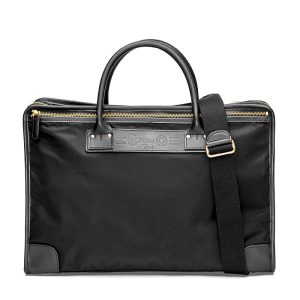 Clark Felisi borsa uomo a mano e tracolla in nylon tecnico e pelle di vacchetta nero con minuteria metallica ottone