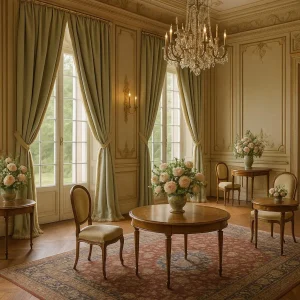 Coppia di tende verde salvia chiaro -Collezione Royal Style -Coppia di Pannelli Sartoriali con Passamaneria