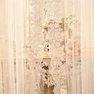 Coppia tende in tulle e merletto bianco “Claire”
