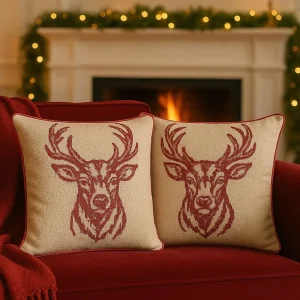 Cuscino in Gobelin con Cervo fatto a mano in Italia Gobelin Cushion Handmade Christmas Home Décor
