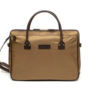 Harry Felisi borsa uomo a mano e tracolla in nylon tecnico cacao e pelle di vacchetta moro