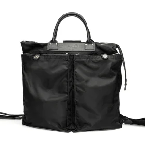 Helmet Felisi maxi zaino in nylon tecnico e finiture in pelle di vacchetta nero