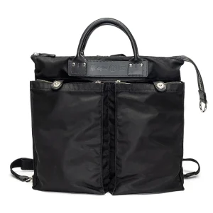 Helmet Felisi zaino uomo  in nylon tecnico nero  e pelle di vacchetta nero