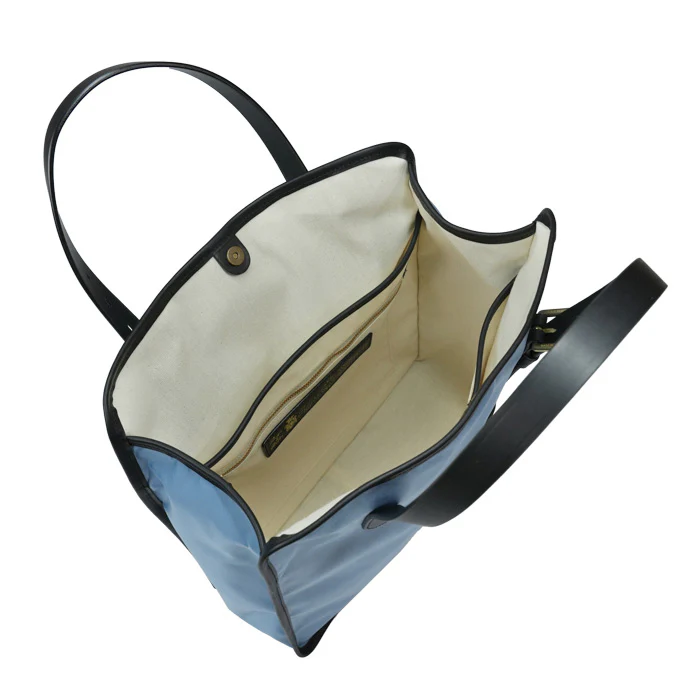 Kurt di Felisi borsa uomo a mano e spalla realizzata in nylon tecnico colore glicine con finiture in pelle di spalle di toro colore nero - immagine 4