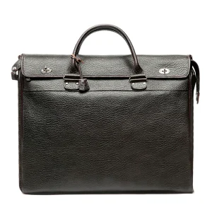 Morgana Felisi valigia a mano e tracolla in pelle a grana grossa resistente moro