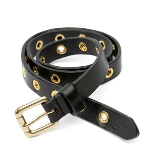 Prissy Felisi cintura donna in pelle nera con vele in ottone