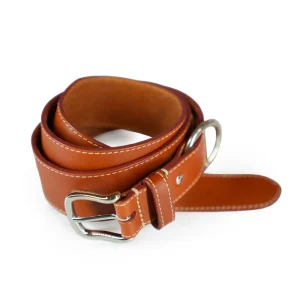 Suki di Felisi cintura donna realizzata in pelle di vacchetta colore chiaro con cuciture a contrasto