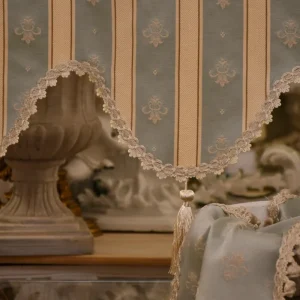 Tenda per finestra o balcone, in tessuto italiano lusso, Collezione “Royal Style” light blue