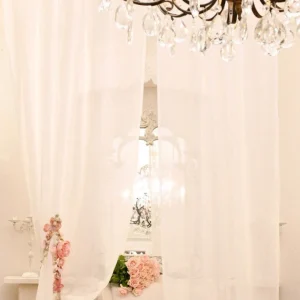 Tenda shabbychic in puro lino bianco