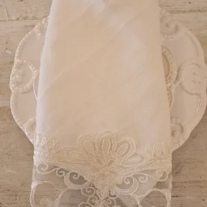 Tovagliolo Lino 100% e pizzo rebrodé italiano “Elisabeth”