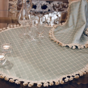 Collezione “Royal Style”, Centro tondo damasco lusso light blue