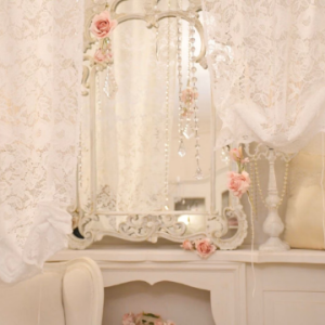 Tenda per finestra in merletto bianco