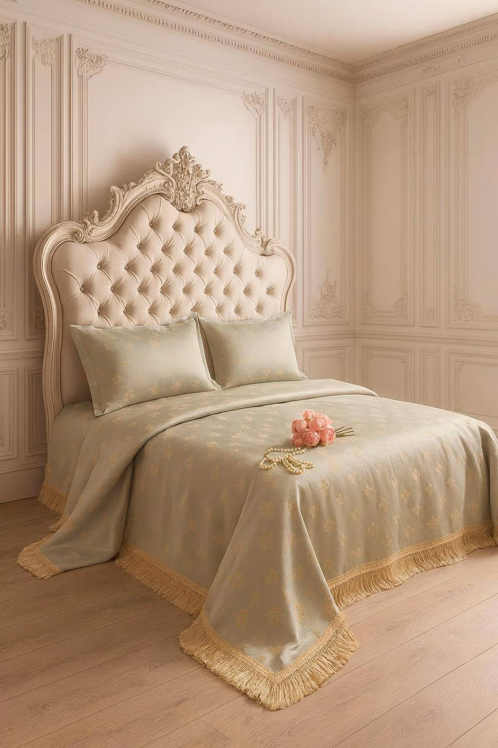 Meraviglioso e lussuoso copriletto con giglio fiorentino