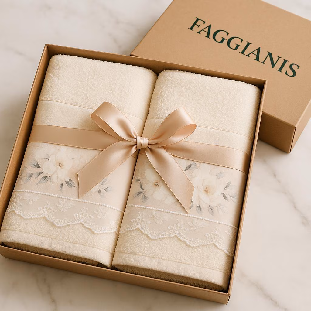 Set asciugamani in spugna e tessuto pregiato “Tessuto Dipinto”