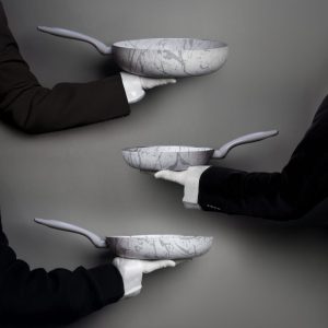 Marble Bundle White – Padella diam 24 + Padella diam 28 + Wok con coperchio Marmoplus